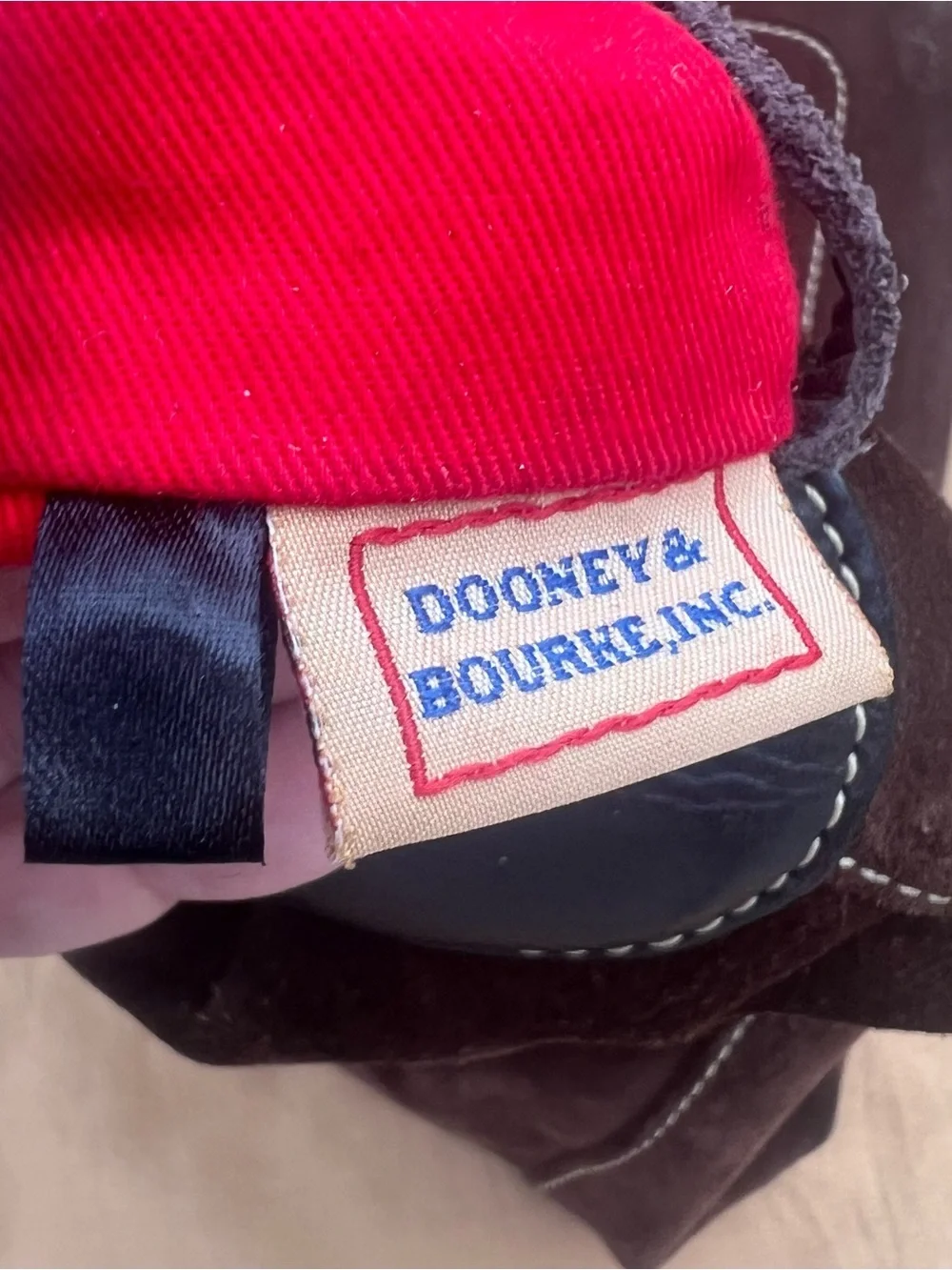 Vintage Dark Brown Suede Dooney & Bourke Y2K Era Lock Sac Clip Closure Bag
